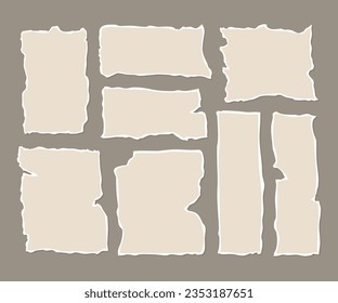 Juego de chatarra de papel desgarrada con la ilustración plana de espacio de copia
