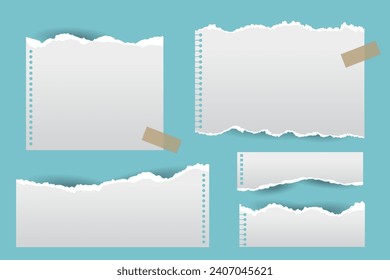 set of torn paper sheets effect vector