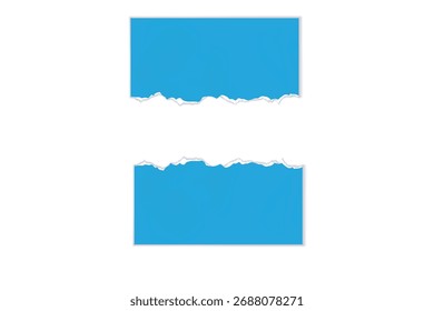 Conjunto de hojas de papel rotas. Colección de tiras de papel rasgadas. Página de libreta rota o nota de desecho con borde dañado. Arte pegajoso del Clip del diario.