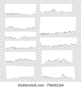  Set of torn paper sheets. Vector note pieces collection with sticky tape