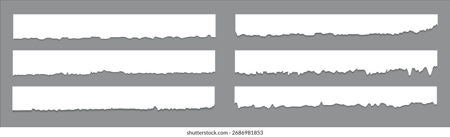 Set of torn paper strips for design, torn edge for messages and torn notes.
