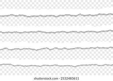 Ensemble de bandes de papier déchirées avec des bords dentelés
