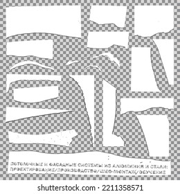 Ein Satz zerrissenem Papier, Tore von einem Stück Papier. Vektorpapier-Designvorlage. Vektorgrafik