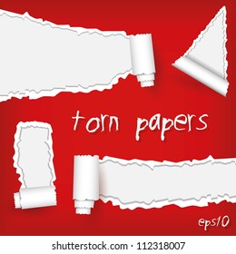 set of torn papers