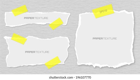  Set of torn papers attached plasters, material design vector illustration 