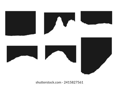 Conjunto de papeles rotos marco, bordes jordazados. Colección de tiras de papel extraídas. Textura de papeles rotos, ilustración vectorial