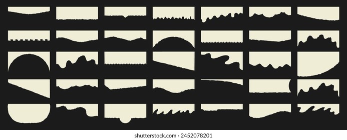 Set of torn or ripped paper sheet. Design elements for contemporary art collage. Vector illustration.