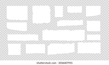 Set of torn ripped paper sheets texture  isolated on transparent background ,  Flat Modern design , Illustration Vector  EPS 10