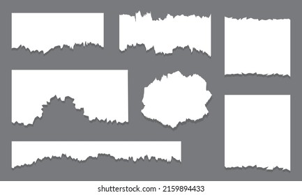 Set of torn ripped paper sheets texture. Vector illustration