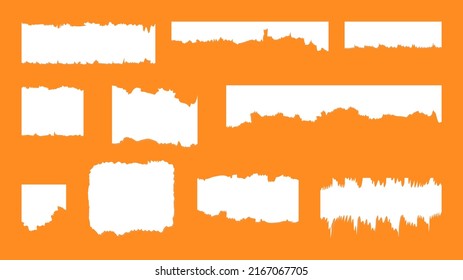 Set Of Torn Ripped Paper Sheets Texture  Isolated On Orange Background ,  Flat Modern Design , Illustration Vector  EPS 10