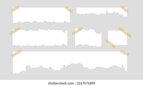 Set Of Torn Ripped Paper Sheets Texture  Isolated On Gray Background ,  Flat Modern Design , Illustration Vector  EPS 10