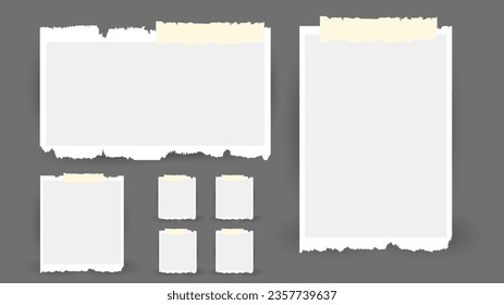 Set of torn ripped paper sheets texture  isolated on gray background ,  Flat Modern design , Illustration Vector  EPS 10