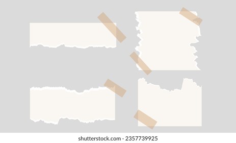 Set of torn ripped paper sheets texture isolated on gray background ,  Flat Modern design , Illustration Vector  EPS 10