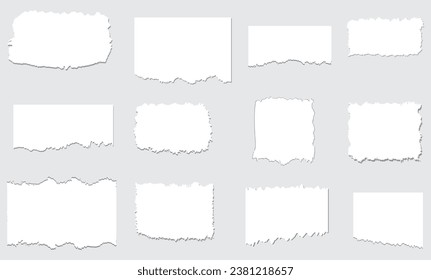 Conjunto de hojas de papel rotas, vector
