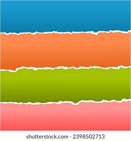 Set torn ripped paper sheets with sticker vector