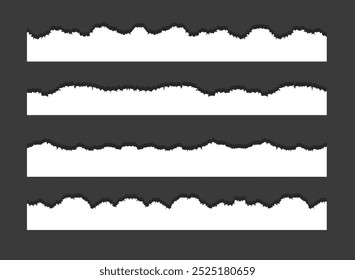 Set of torn ripped paper sheets texture