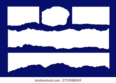 Conjunto de hojas de papel rasgado textura