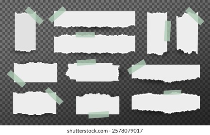 Set of torn ripped paper transparent background