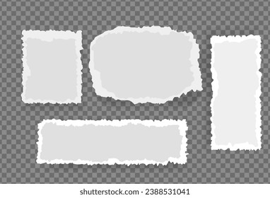 A set of torn or ripped sheets of white paper. Scrapbook edge, notebook tear, or blank page separation vector illustration. banner background decor. your business. vetor