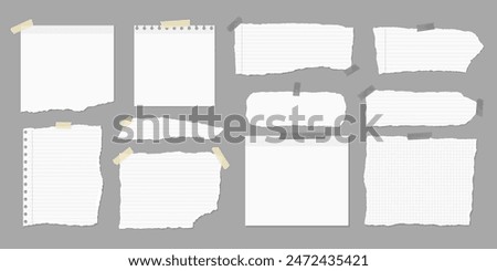 Set of torn white note paper pieces are on brown background for text, notes or ad.