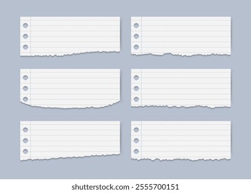A Set of Torn White Paper Notes Suitable for a Social Media Poster Banner.