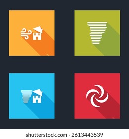 Set Tornado swirl, ,  and  icon. Vector