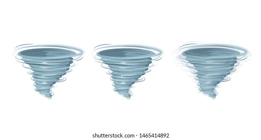 Set of tornadoes. Collection of stylized tornadoes.