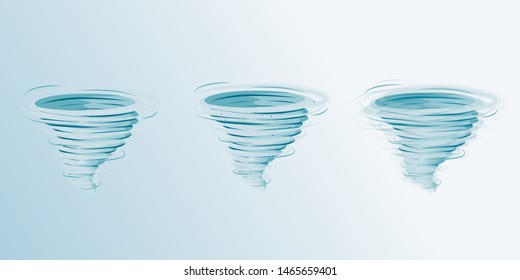 Set of tornadoes. Collection of stylized tornadoes. Hurricane on a white background. Vector illustration eps 10.