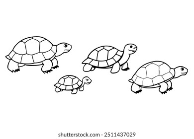 Set Of Tortoise Vector Art Silhouette Illustration