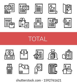 Set of total icons. Such as Bill, Receipt , total icons