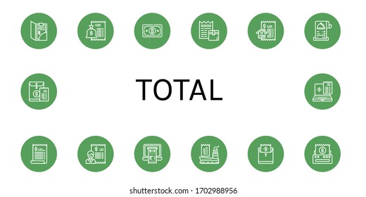 Set of total icons. Such as Bill, Receipt , total icons