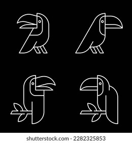 Set of Toucan Logo. Icon design. Template elements