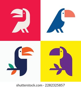 Set of Toucan Logo. Icon design. Template elements