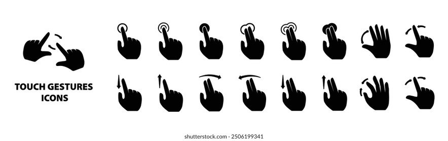 Set of Touch gestures icons