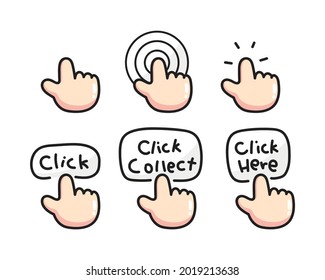 Set of Touch icons hand drawn cartoon art illustration