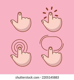Set of touch icons hand drawn cartoon