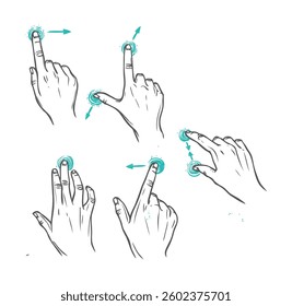 Set touch interface gestures icons