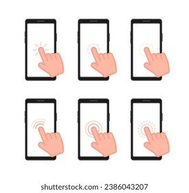 Set of Touch Screen Gestures for Smartphone Interface. Vector stock illustration