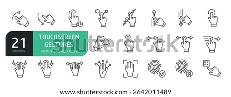 Set Of Touchscreen Gestures Icons. Outline Symbols Elements Collection.