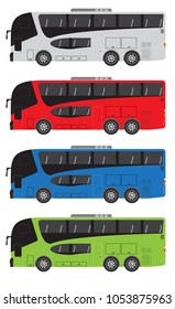 Set of Tour Bus or Intercity 12 Meter Bus Vector and Illustration