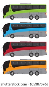 Set of Tour Bus or Intercity 12 Meter Bus Vector and Illustration