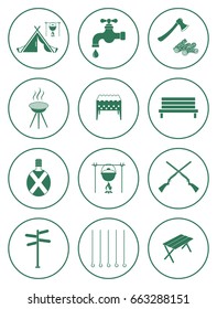 Set of tourism equipment icons. Vector illustration