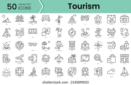 Set of tourism icons. Line art style icons bundle. vector illustration