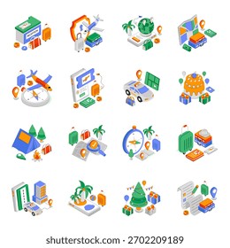 Conjunto de Ilustraciones isométricas turísticas