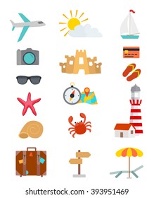 Set of tourism objects and accessories