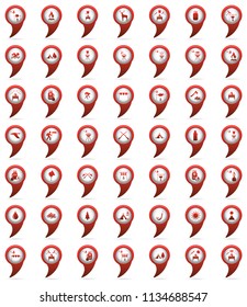 Set of tourism services map pointers. Vector illustration