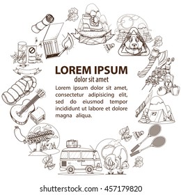 Set in the tourism theme. Travel logos. Coloring books.