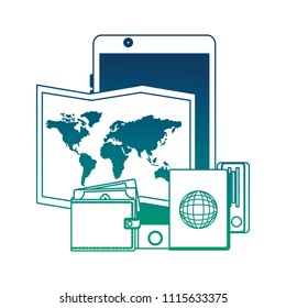 set tourism and travel icons