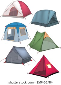 Set of tourist tents 