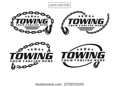 set of Tow trucks silhouette on white background